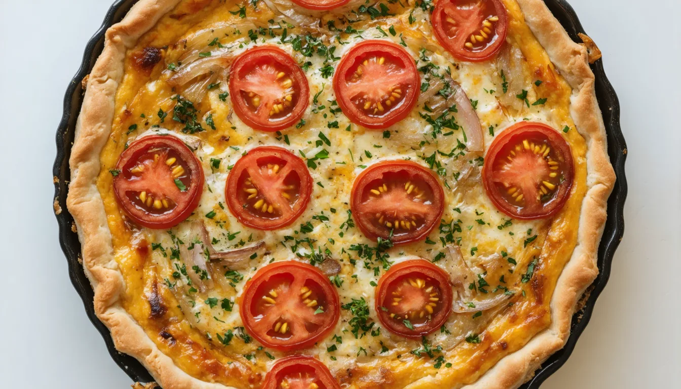 découvrez notre quiche estivale aux tomates fraîches et oignons caramélisés, une recette savoureuse qui célèbre les saveurs du jardin en toute simplicité.