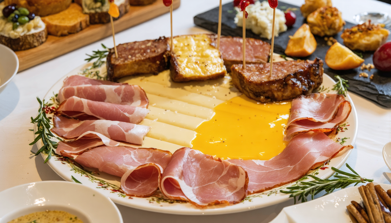découvrez une raclette d'exception mariant la douceur du foie gras à la saveur intense du jambon cru pour une expérience gourmande unique.