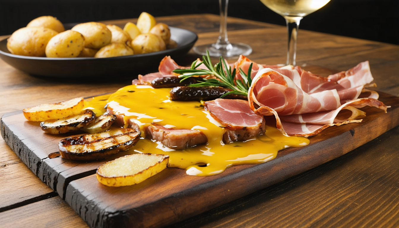 découvrez la raclette d'exception mariant à merveille la richesse du foie gras et la finesse du jambon cru pour une expérience gustative unique et raffinée.