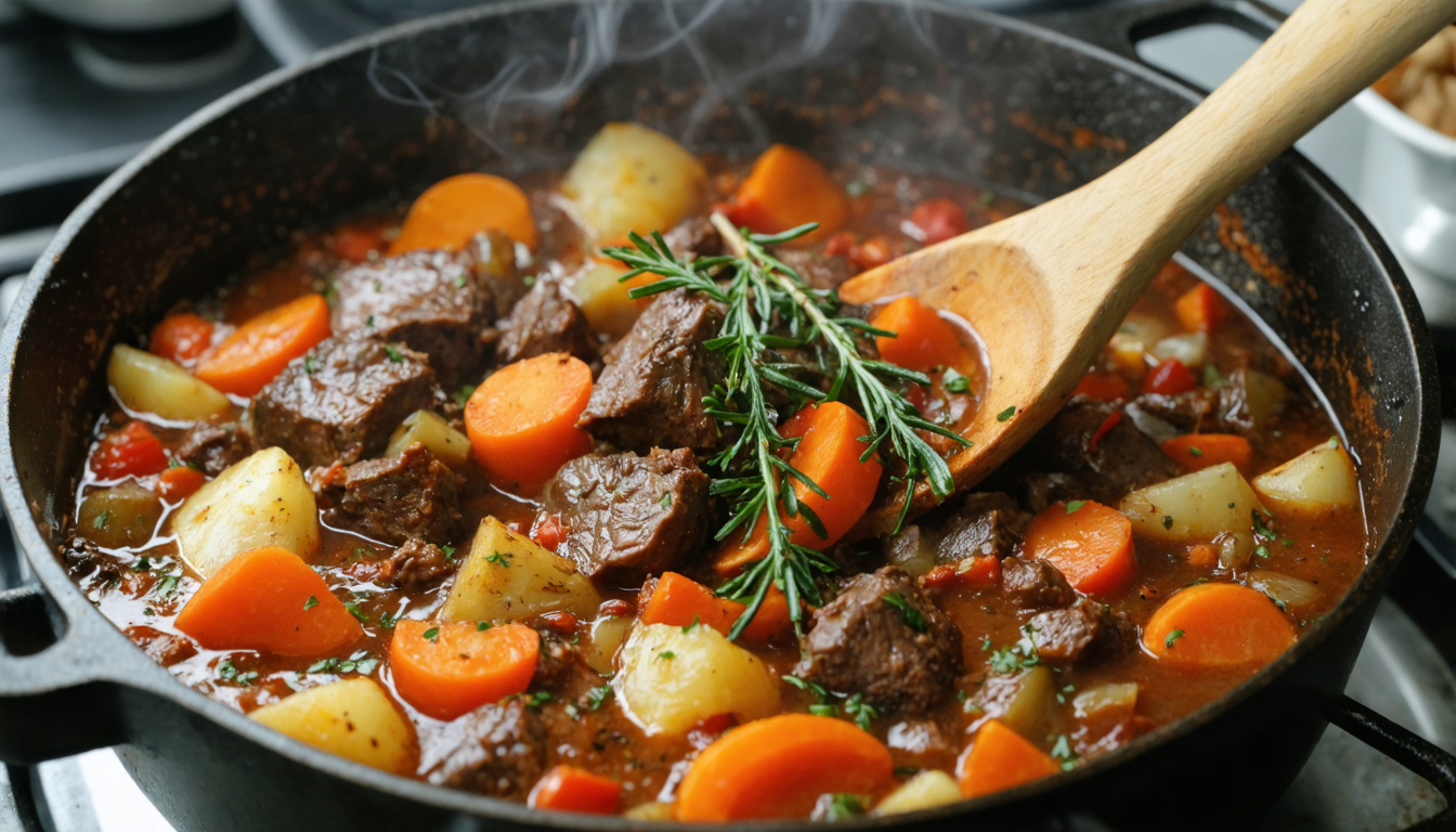découvrez notre recette de ragoût de chevreuil au vin rouge, un plat riche et réconfortant aux saveurs profondes, parfait pour savourer la chaleur de l'automne.