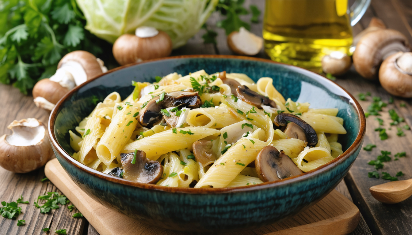 découvrez une recette facile et saine de poêlée légère de pâtes au chou et champignons, parfaite pour un repas délicieux et équilibré en toute simplicité.