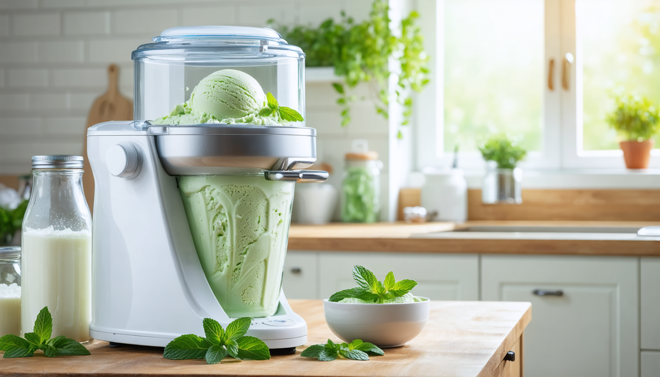 découvrez une recette facile et rafraîchissante de crème glacée légère à la menthe, préparée maison avec une sorbetière pour un dessert gourmand et sain.