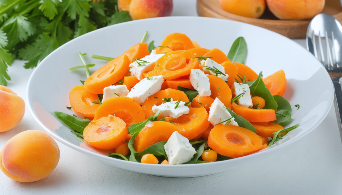 découvrez une salade fraîche et gourmande alliant la douceur des carottes croquantes, la saveur juteuse des abricots et le fromage de brebis fondant pour un repas sain et savoureux.