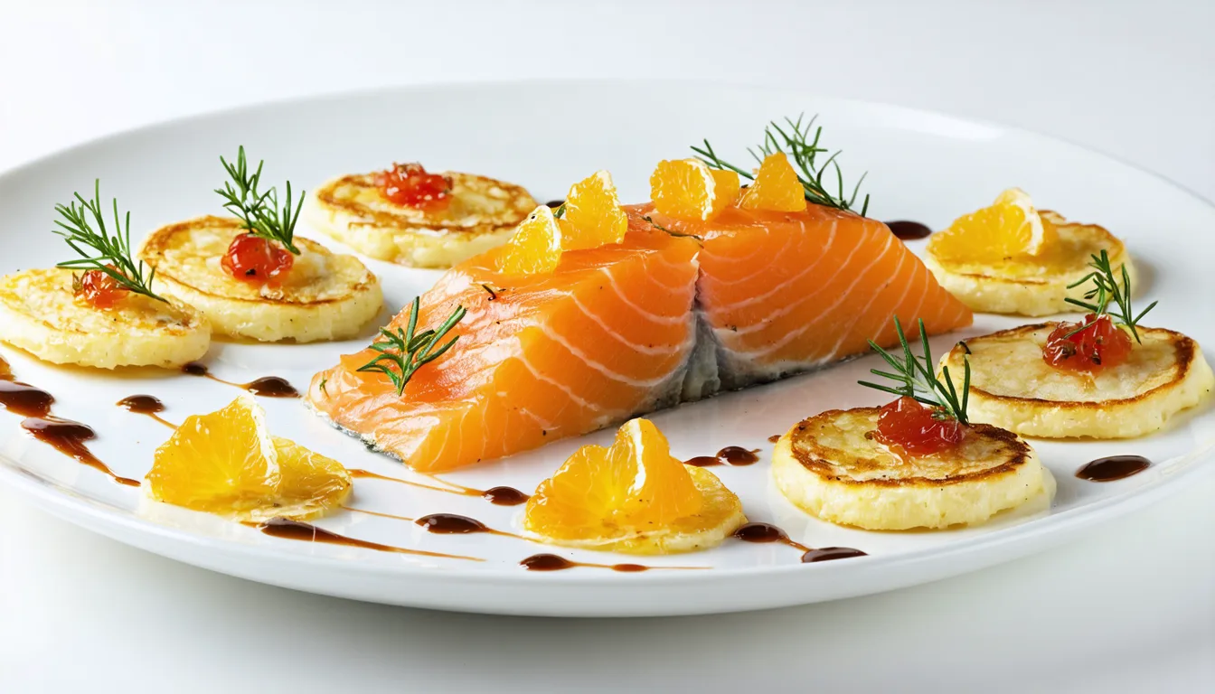 découvrez notre recette délicieuse de saumon gravelax aux agrumes, servi avec des blinis moelleux à la pomme de terre pour un équilibre parfait entre fraîcheur et douceur.