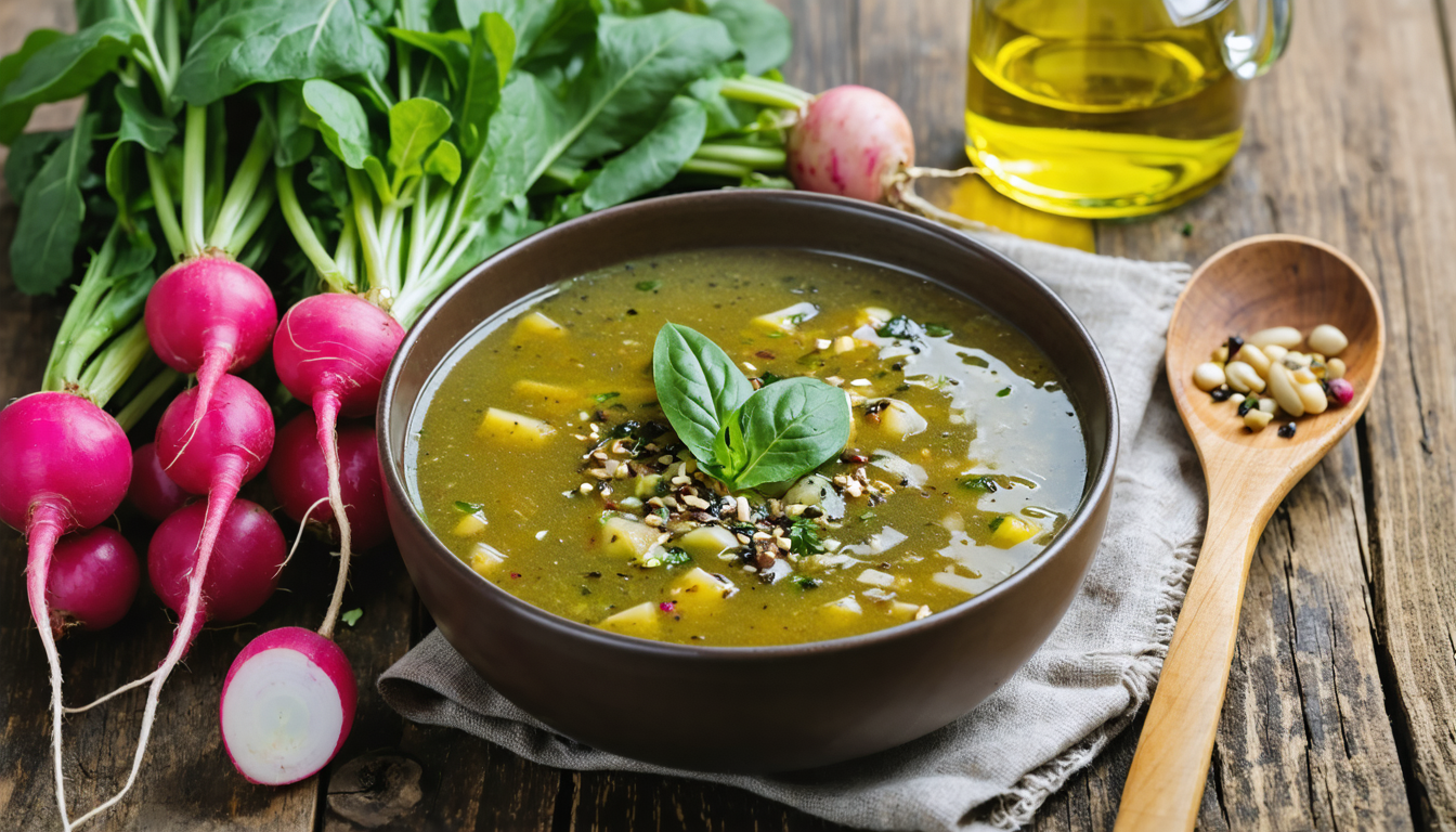 découvrez une recette simple et savoureuse de soupe aux fanes de radis, idéale pour réutiliser les déchets alimentaires et lutter contre le gaspillage en cuisine.