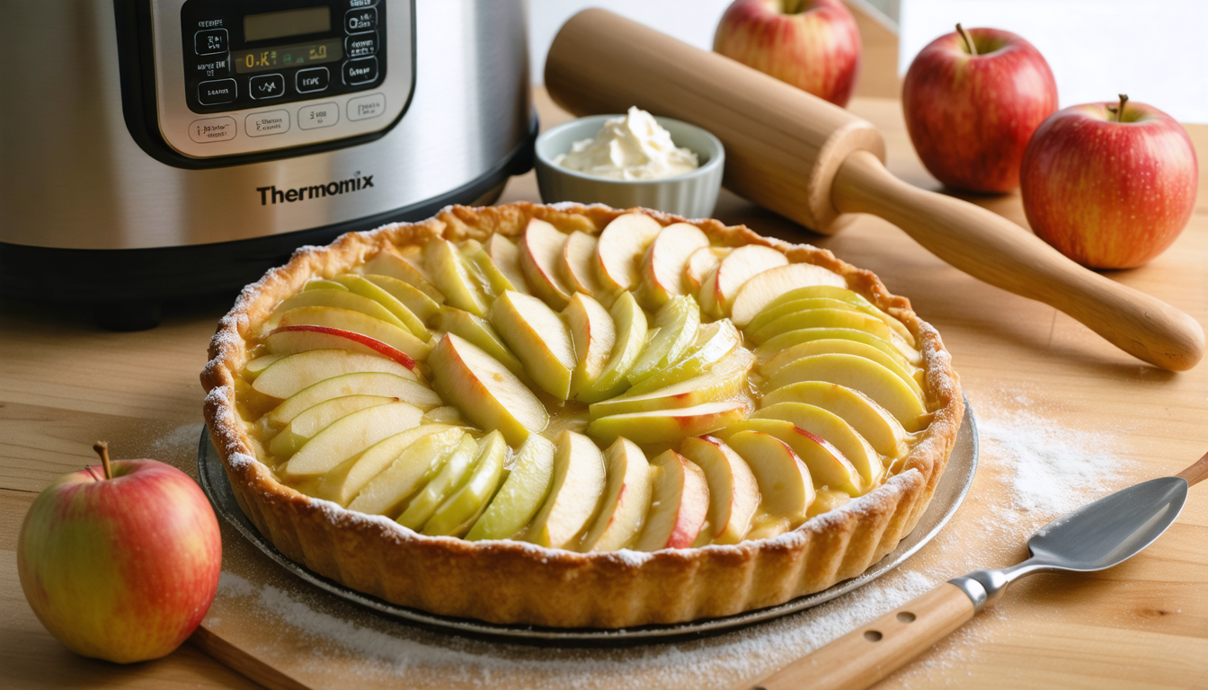 découvrez notre recette gourmande de tarte aux pommes à pâte sablée réalisée avec thermomix, simple et rapide à préparer pour régaler toute la famille.