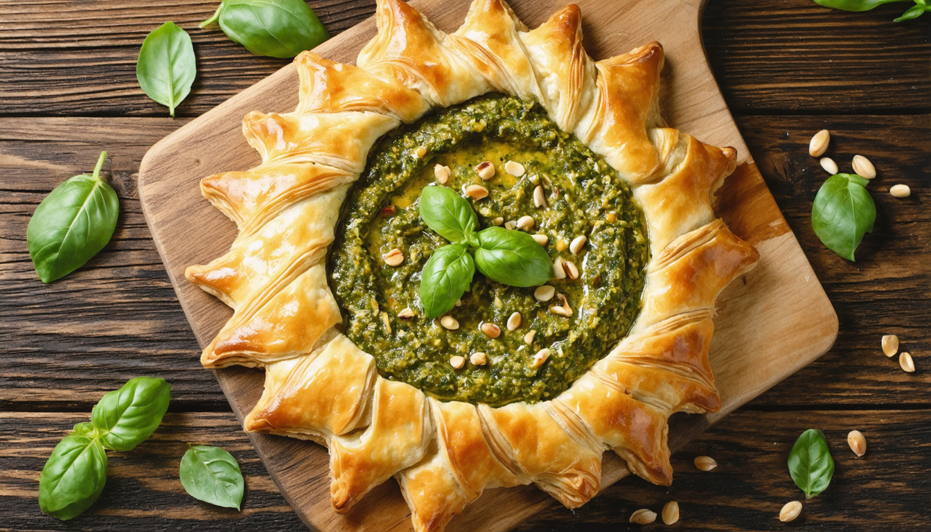 découvrez la tarte soleil au pesto, une entrée croustillante et savoureuse qui ravira vos papilles et impressionnera vos invités.