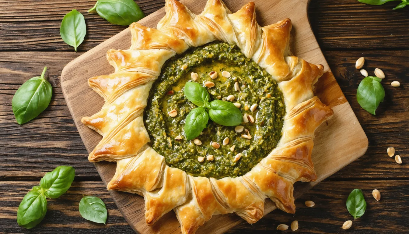 découvrez la tarte soleil au pesto, une entrée croustillante et savoureuse qui ravira vos papilles et impressionnera vos invités.