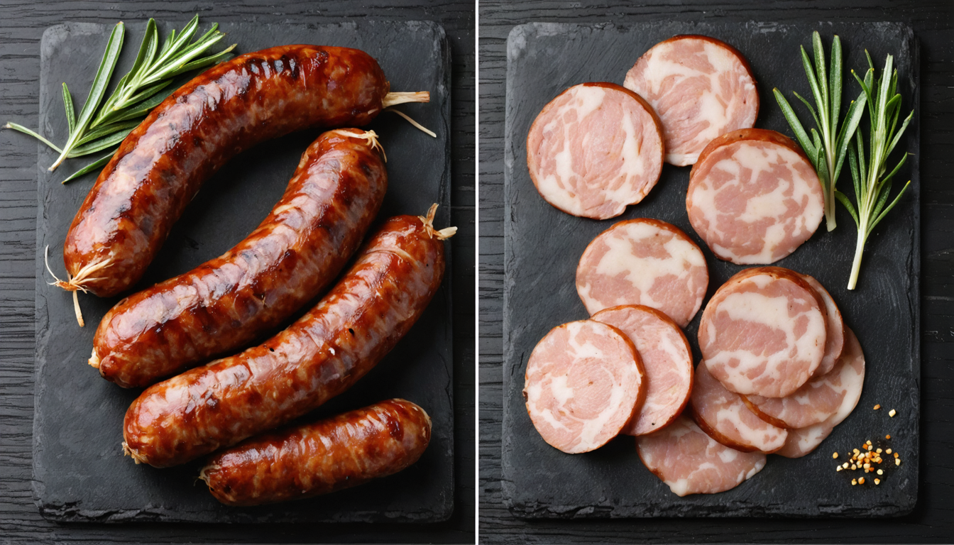 comparez l'andouille de guémené et l'andouille de vire, deux spécialités bretonnes authentiques, et découvrez leurs différences essentielles en goût, fabrication et tradition.