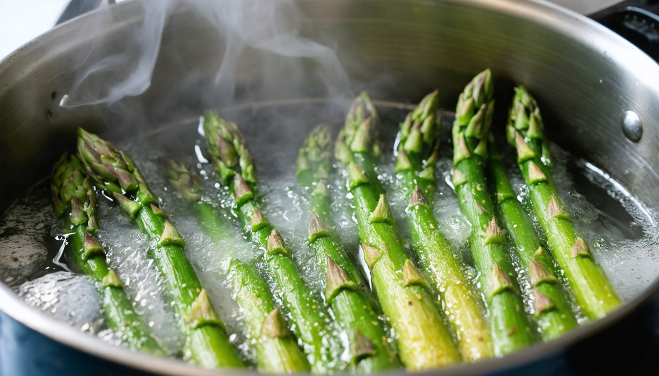 découvrez la recette d'asperges légères, délicatement nappées d'une vinaigrette subtile et agrémentées d'éclats de parmesan pour une touche gourmande et raffinée.