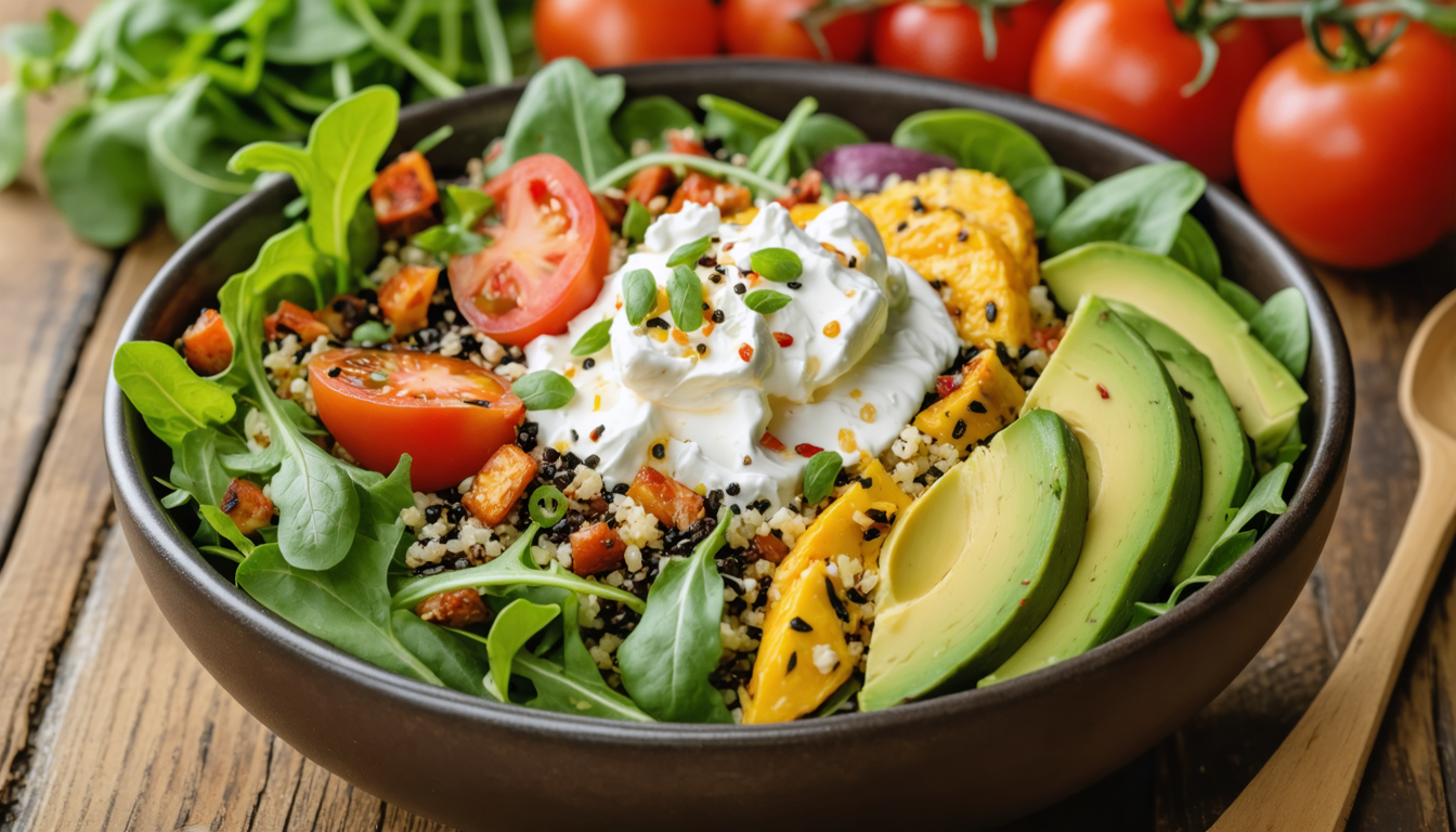 découvrez notre recette de buddha bowl au chèvre frais, une explosion de saveurs et de vitalité pour un repas sain, équilibré et gourmand.