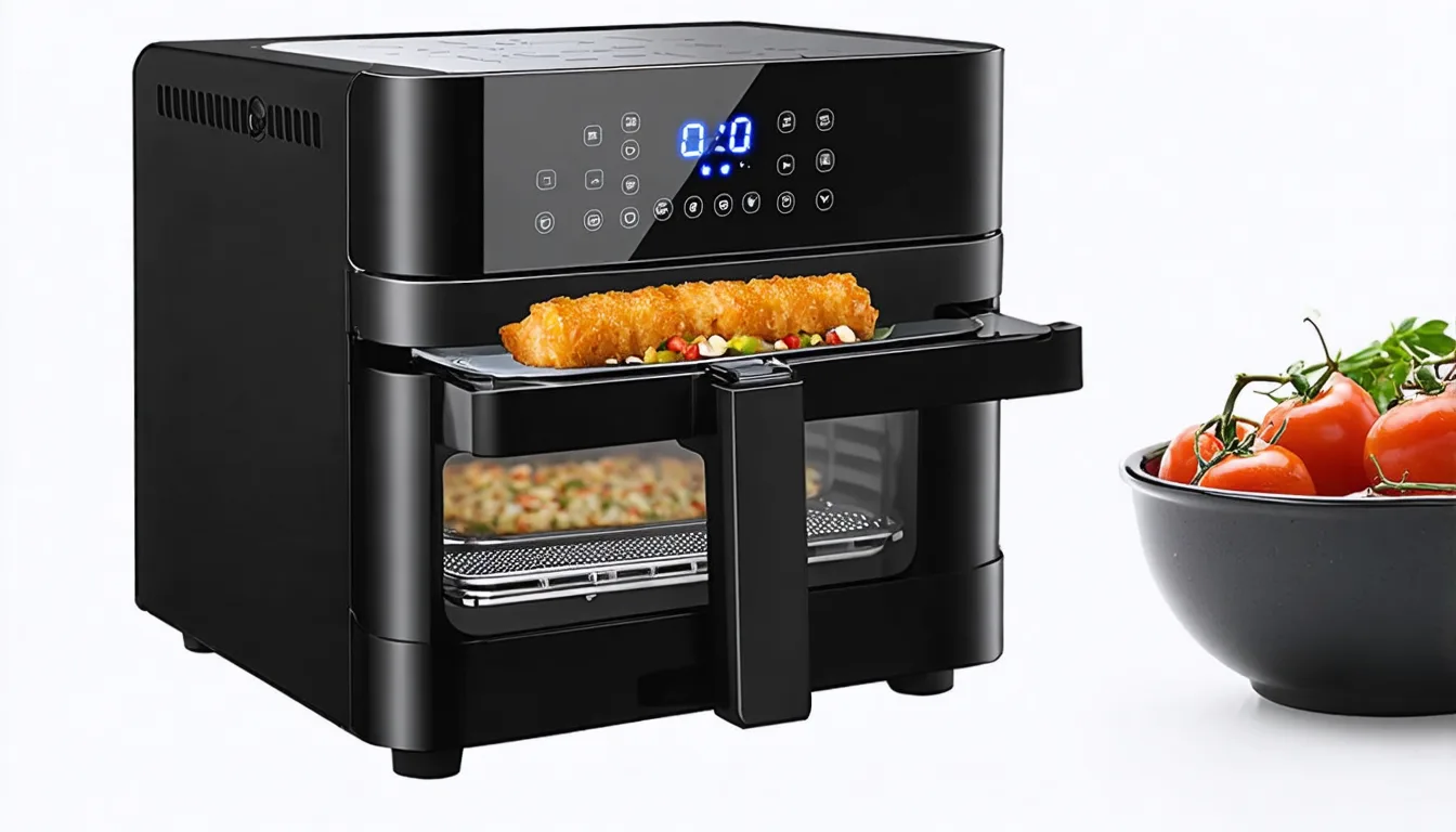 découvrez la friteuse xxl à double compartiment de 12l, idéale pour une cuisson saine et rapide. préparez des repas savoureux pour toute la famille avec facilité et praticité.
