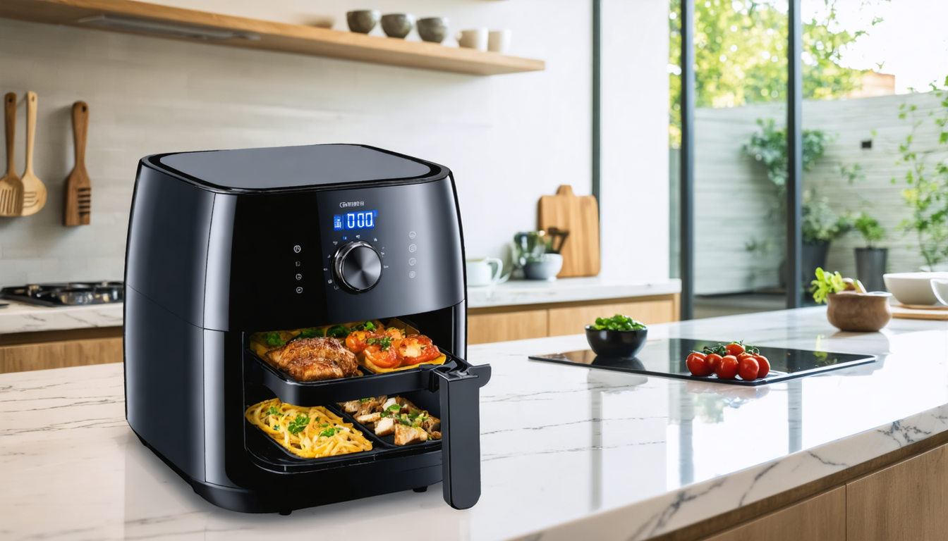 découvrez la friteuse xxl à double compartiment de 12l, idéale pour une cuisson saine et rapide. parfaite pour toute la famille, elle révolutionne vos repas avec praticité et efficacité.