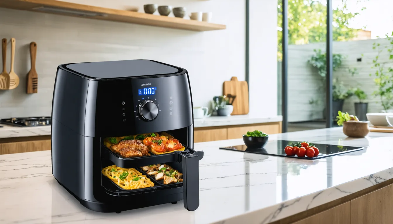 découvrez la friteuse xxl à double compartiment de 12l, idéale pour une cuisson saine et rapide. parfaite pour toute la famille, elle révolutionne vos repas avec praticité et efficacité.