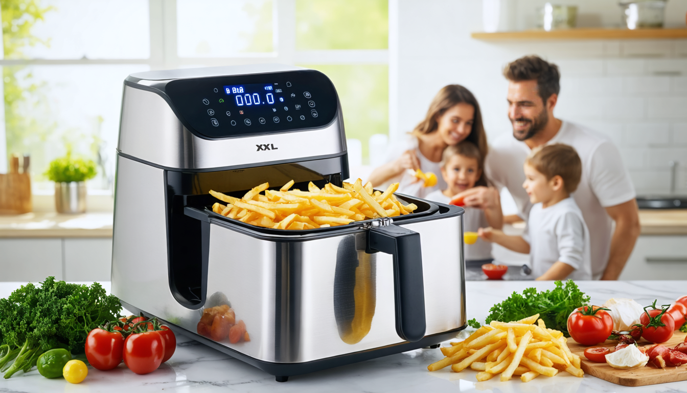 découvrez la friteuse xxl 12l à double compartiment, idéale pour une cuisson saine et rapide. parfaite pour régaler toute la famille avec des plats savoureux et croustillants.