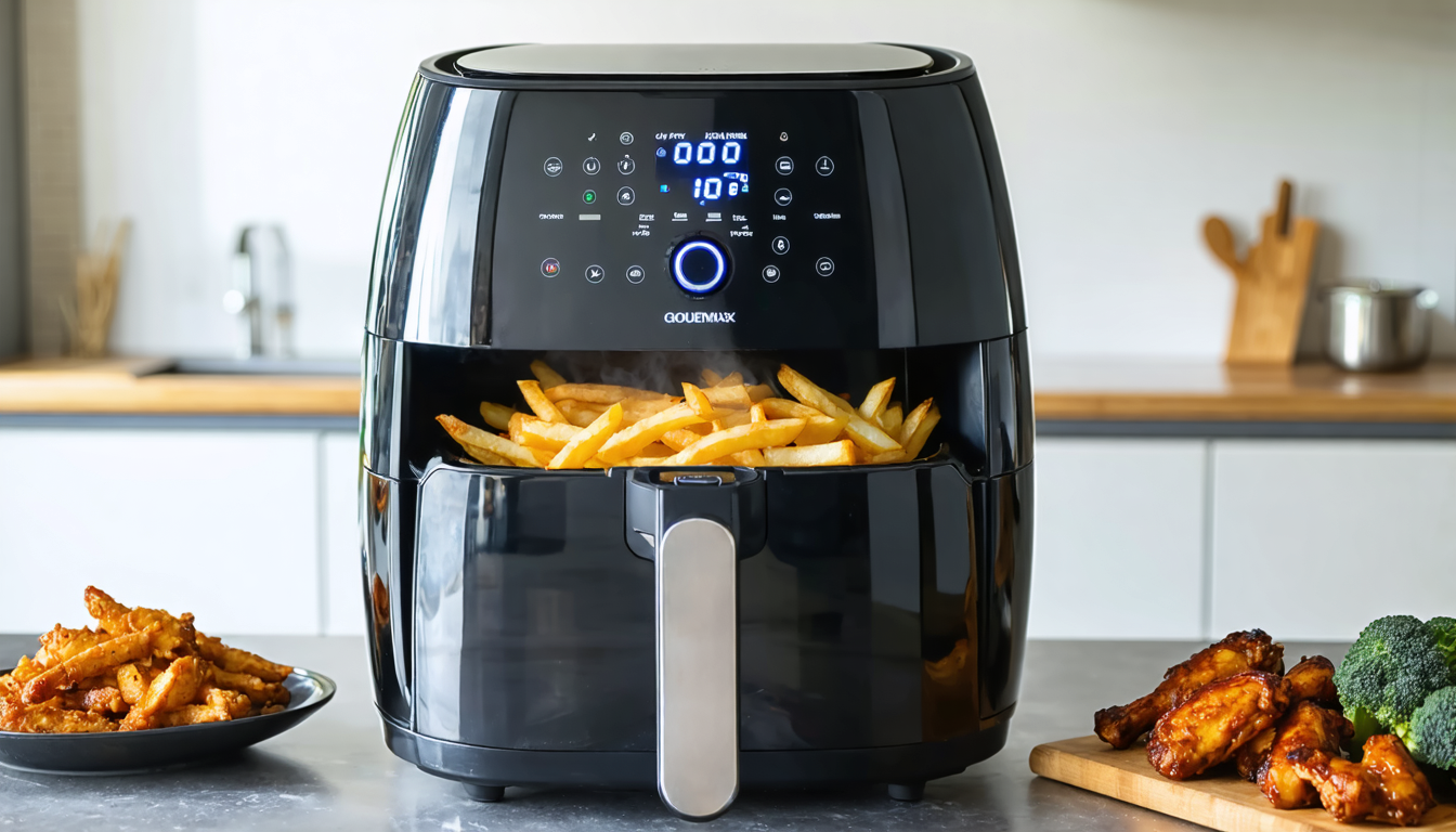 découvrez la friteuse à air gourmetmaxx fryup xl avec sa double chambre innovante, offrant une cuisson rapide et savoureuse pour des plats gourmands et sains.
