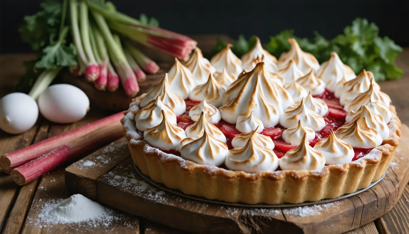 découvrez une recette facile et gourmande de tarte meringuée à la rhubarbe, alliant douceur et acidité pour une délicatesse aérienne en dessert.