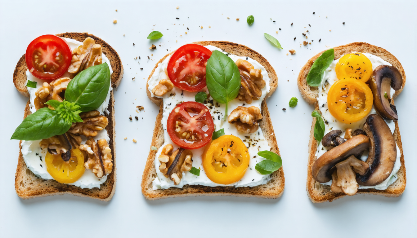 découvrez les tartines gourmandes délice croquant aux tomates fraîches, champignons sautés et fromage frais, une recette savoureuse et facile à préparer pour un repas équilibré et délicieux.