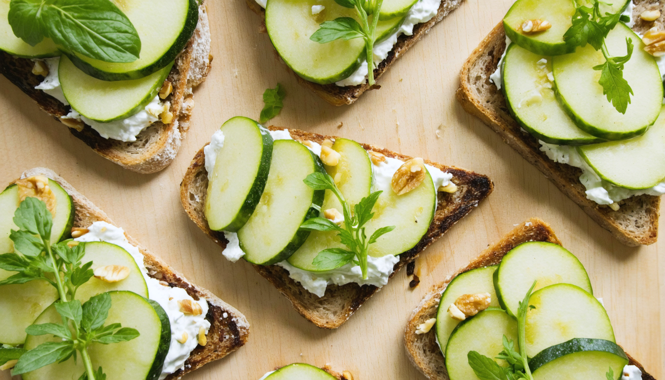 découvrez la tartine gourmande délice frais alliant pomme croquante, courgette fondante et fromage de chèvre crémeux, pour une explosion de saveurs fraîches et équilibrées.
