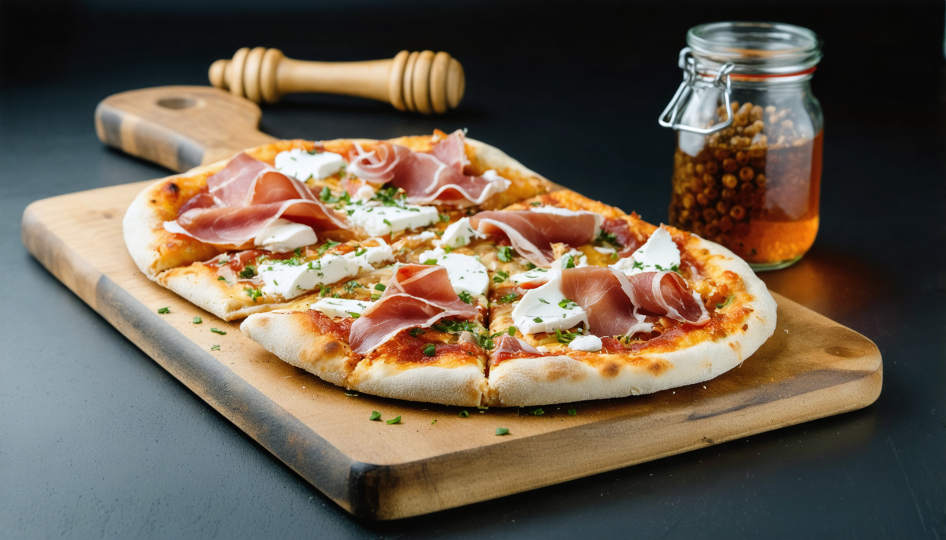 découvrez la recette savoureuse de la pizza délice provençal, mêlant le goût fondant du fromage de chèvre et la richesse du jambon cru pour un repas gourmand et authentique.