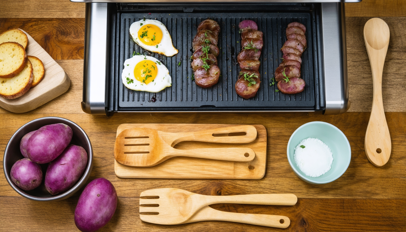 savourez un délice gourmand avec notre raclette aux oignons rouges caramélisés et pommes de terre vitelottes, une recette pleine de saveurs et d'originalité.