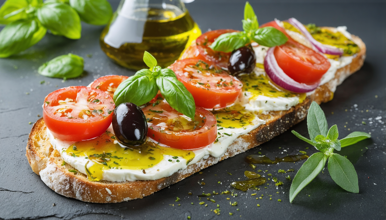 savourez un toast gourmand au fromage frais accompagné de légumes du soleil, une recette estivale fraîche et pleine de saveurs pour un repas léger et délicieux.