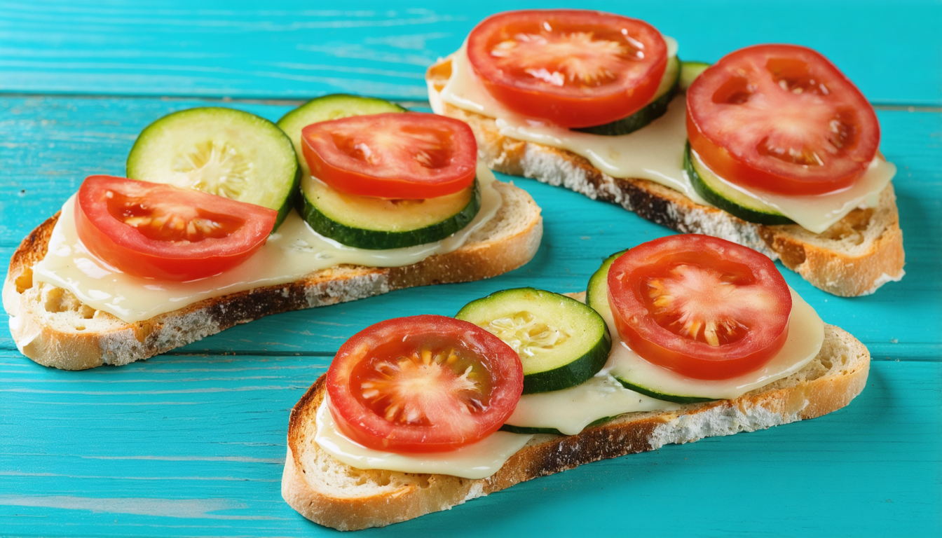 savourez un délice estival avec notre toast gourmand garni de tomates fraîches, courgettes croquantes et fromage fondant, idéal pour un repas léger et savoureux.