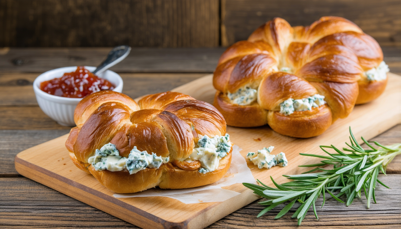 savourez un croque-monsieur brioché original alliant le goût puissant du fromage bleu et la douceur du confit d'oignons pour un délice express et gourmand.