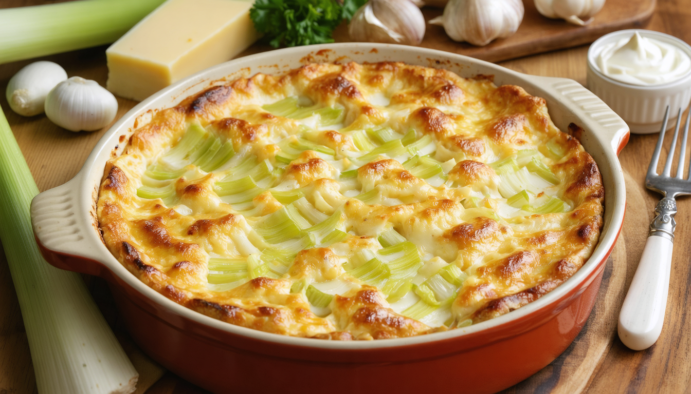 découvrez notre recette gourmande de gratin de poireaux revisité à la raclette, un délice fondant qui allie saveurs douces et fromage fondant pour un plat convivial et réconfortant.