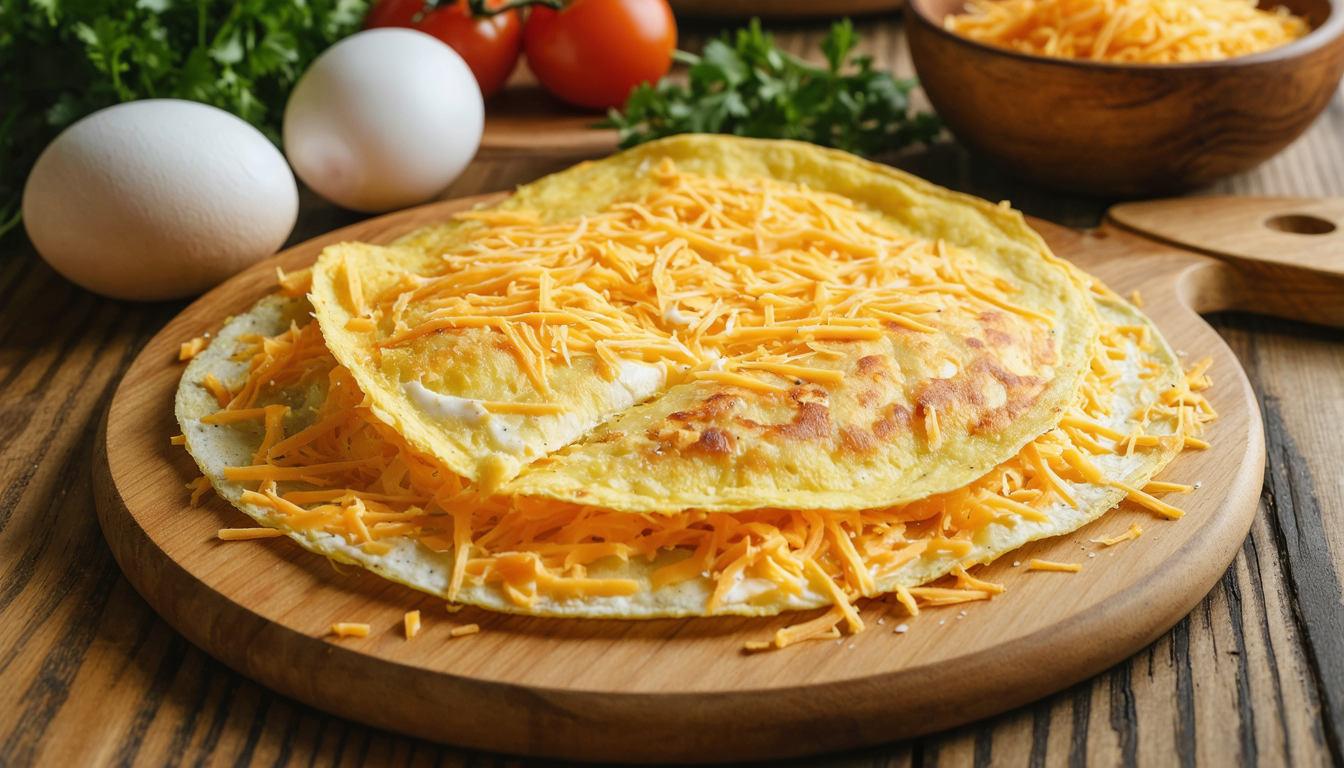 découvrez la recette irrésistible de l'omelette style tortilla au cheddar râpé, un délice fondant parfait pour un repas savoureux et rapide.