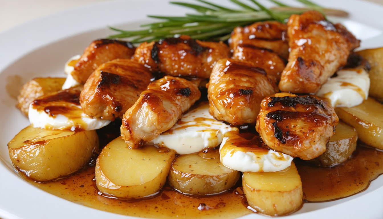 savourez une raclette originale et gourmande alliant chèvre fondant, poulet caramélisé et miel sucré pour un délice fondant irrésistible.