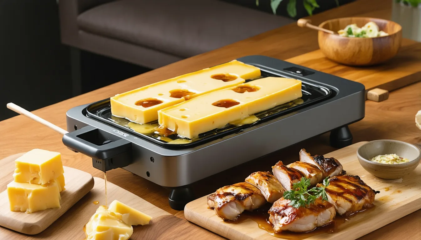 découvrez notre recette gourmande de raclette au chèvre, accompagnée de poulet caramélisé et d'un filet de miel pour un délice fondant et savoureux.