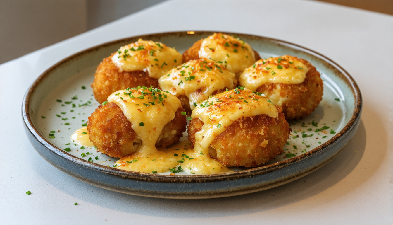 découvrez nos croquettes croustillantes de pommes de terre au fromage à raclette, un délice fondant parfait pour régaler vos papilles à chaque bouchée.