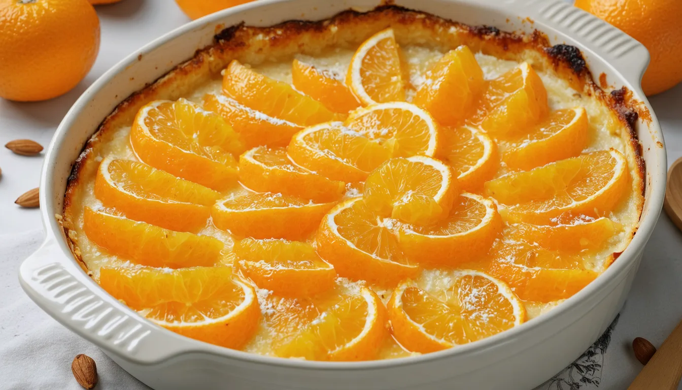 découvrez notre gratin de clémentines léger et gourmand, délicatement parfumé à la poudre d’amande pour une touche sucrée et raffinée.