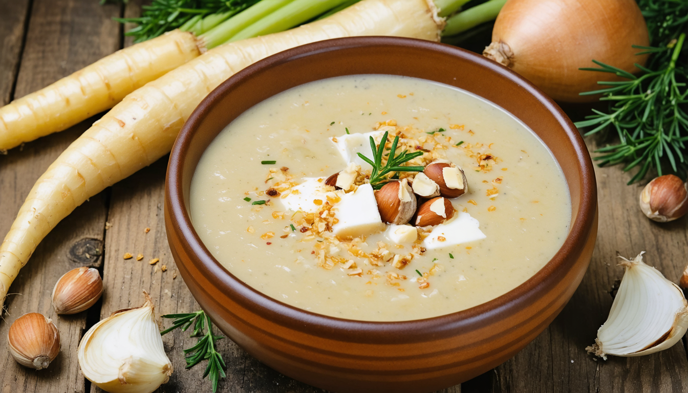 découvrez notre recette savoureuse et réconfortante de velouté de panais au fromage frais, un délice onctueux parfait pour réchauffer vos repas.