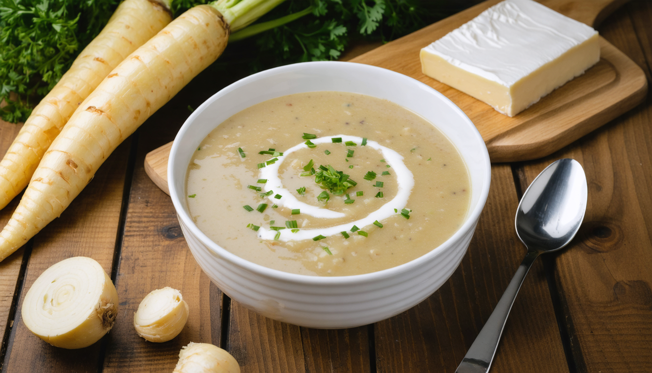 découvrez notre recette savoureuse et réconfortante de velouté de panais au fromage frais, un délice onctueux parfait pour réchauffer vos repas.