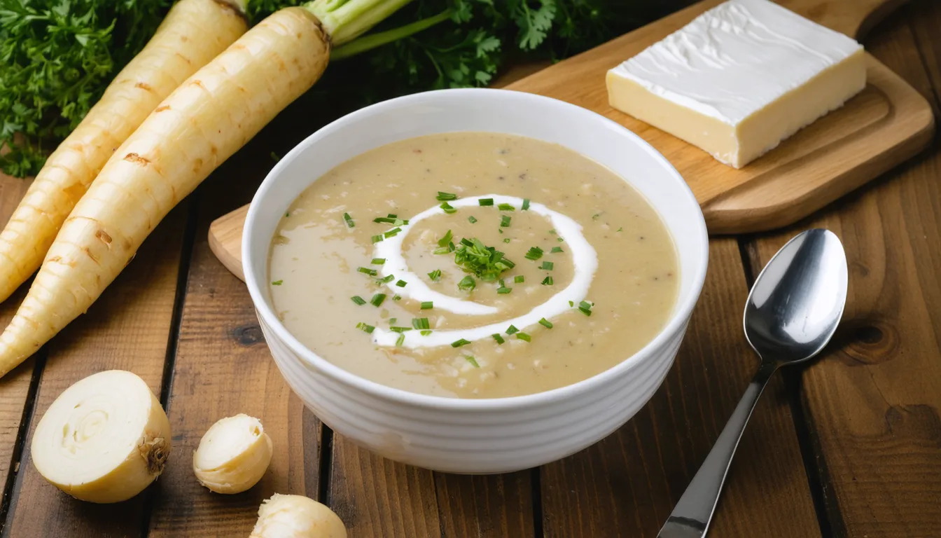 découvrez notre recette savoureuse et réconfortante de velouté de panais au fromage frais, un délice onctueux parfait pour réchauffer vos repas.