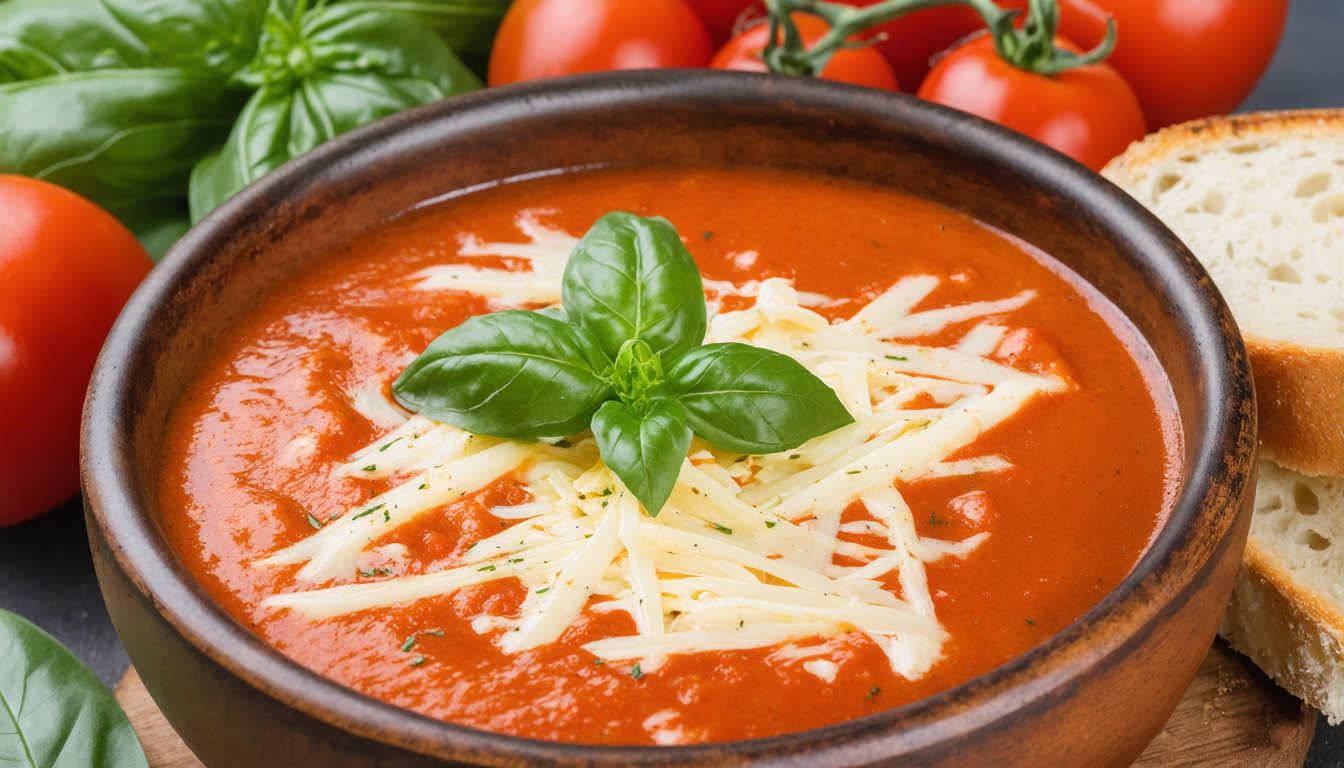 savourez un délice onctueux alliant tomates fraîches, basilic aromatique et fromage fondant pour une expérience gourmande irrésistible.
