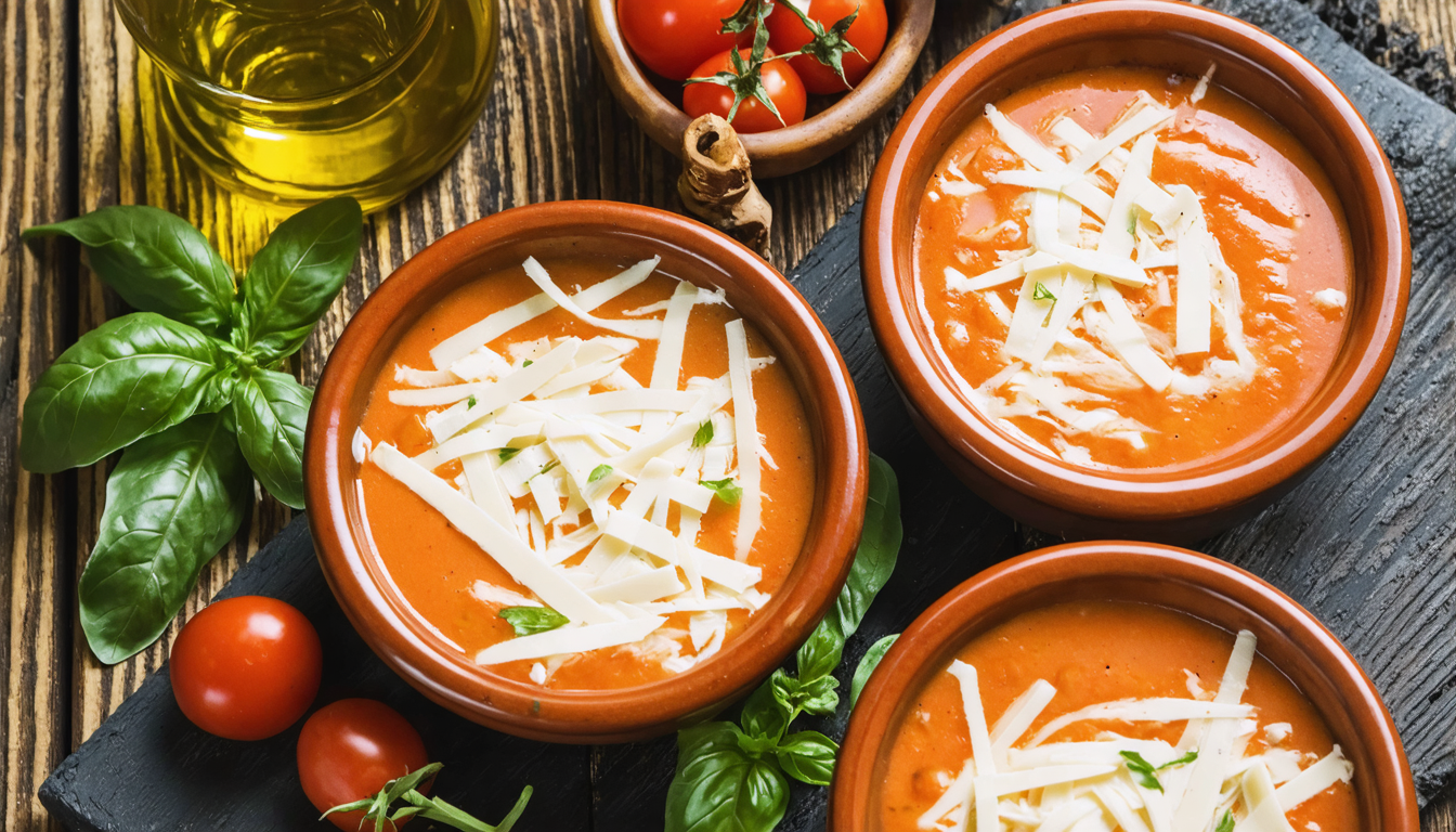 savourez un délice onctueux alliant tomates fraîches, basilic aromatique et fromage fondant pour une expérience gourmande irrésistible.