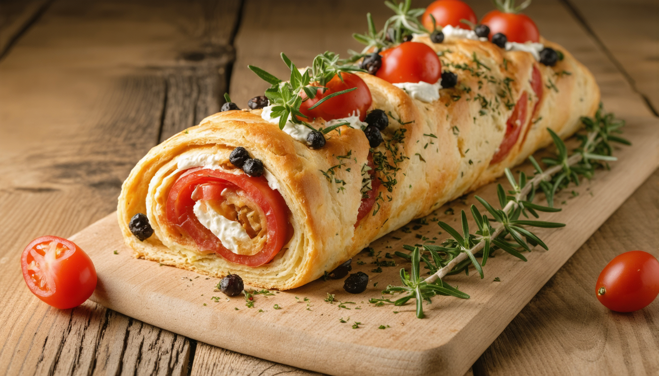 découvrez notre recette simple et gourmande de délice roulé salé à la tomate et mascarpone, délicatement parfumé au thym, idéale pour un apéritif savoureux et original.