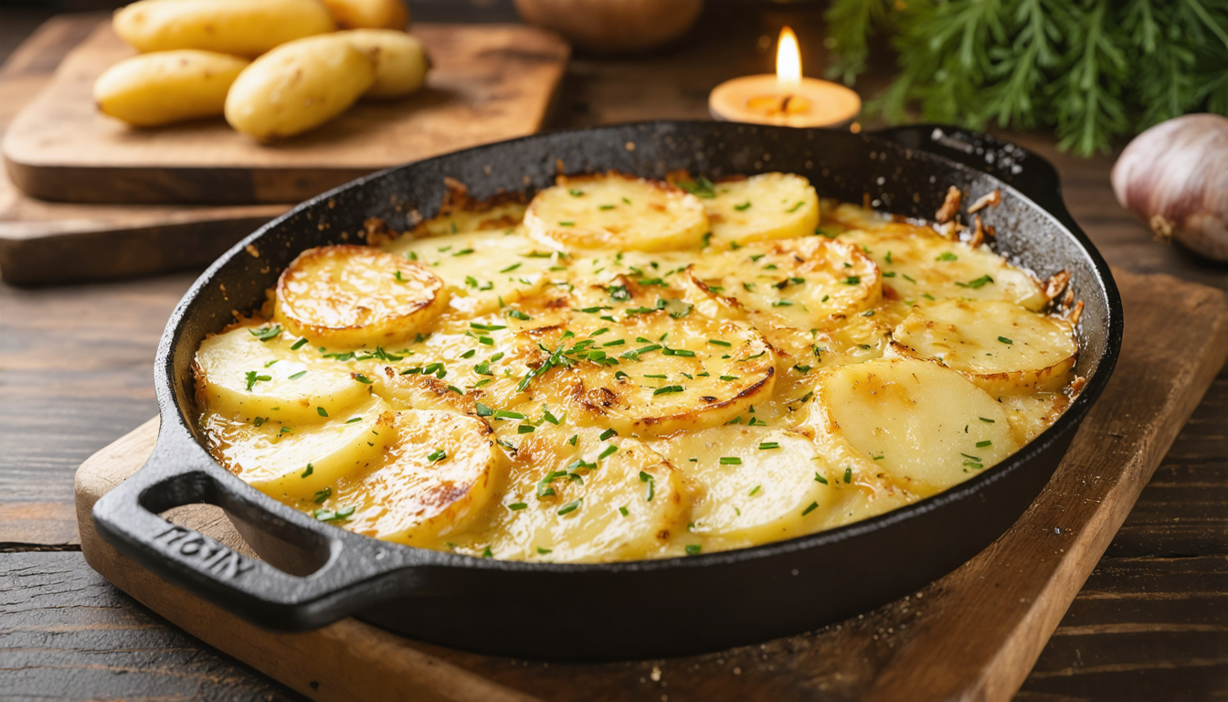 découvrez la recette savoureuse et facile du gratin de pommes de terre au fromage à raclette, un délice fondant parfait pour réchauffer vos repas en famille.