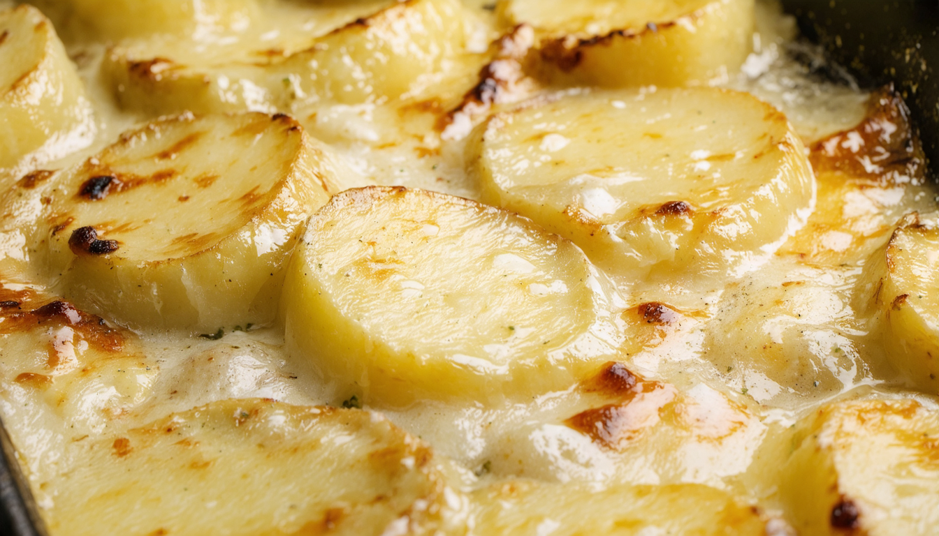savourez un gratin de pommes de terre fondant avec du fromage à raclette fondant, un plat réconfortant et gourmande parfait pour les repas d'hiver.