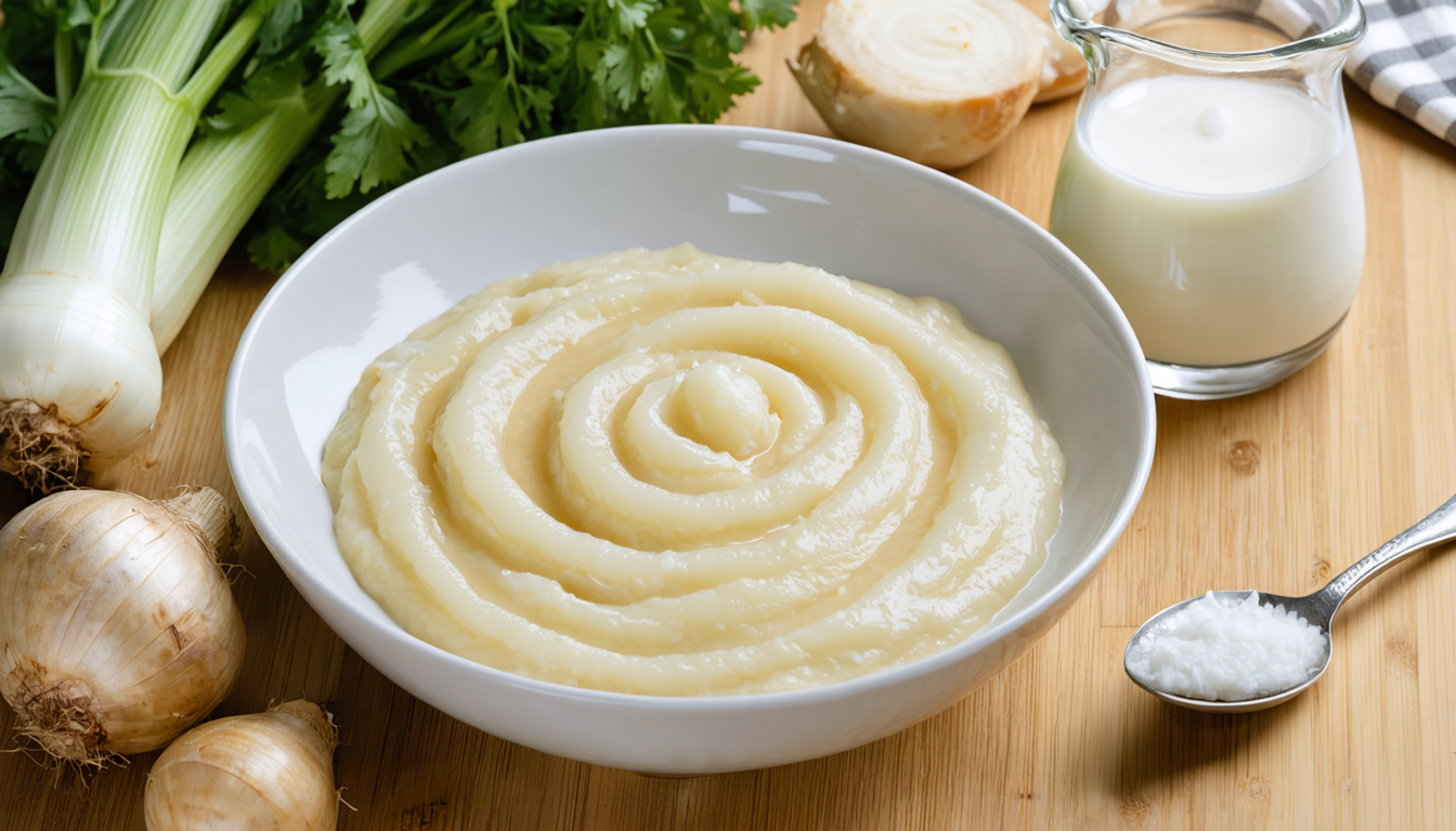 découvrez une recette simple et savoureuse de purée onctueuse de céleri-rave à la crème, parfaite pour accompagner vos plats et ravir vos papilles.