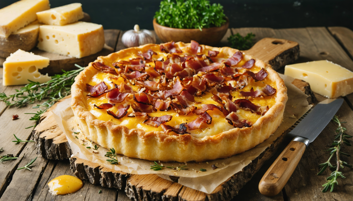 découvrez une délicieuse recette de tarte au fromage à raclette et lardons fumés, pleine de saveurs gourmandes pour régaler toute la famille.