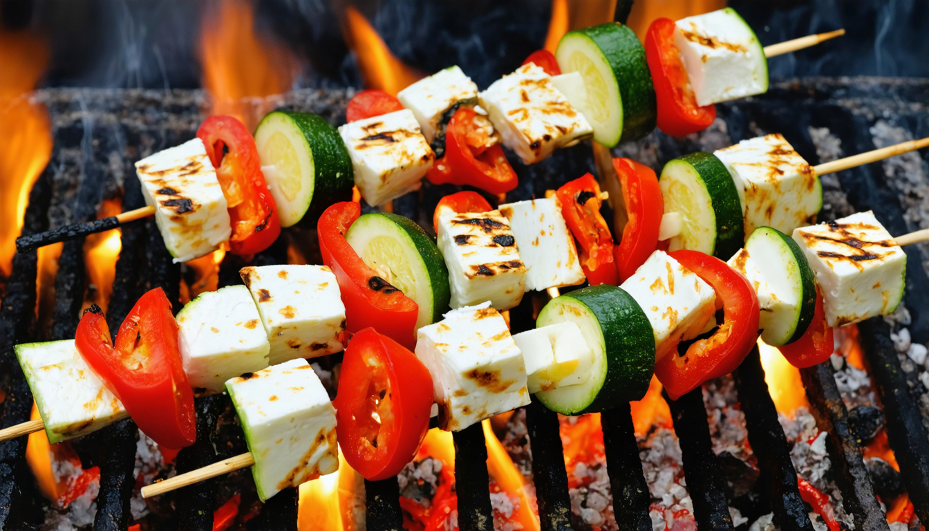 découvrez notre recette savoureuse de brochettes de talagani aux courgettes et poivrons, un plat coloré et facile à préparer qui ravira vos papilles.
