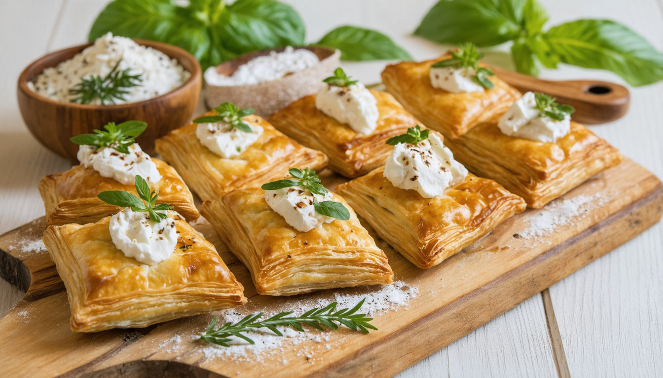 découvrez nos délicieuses bouchées feuilletées au fromage frais méditerranéen, parfaites pour réinventer vos tapas avec une touche d'élégance et de saveurs ensoleillées.