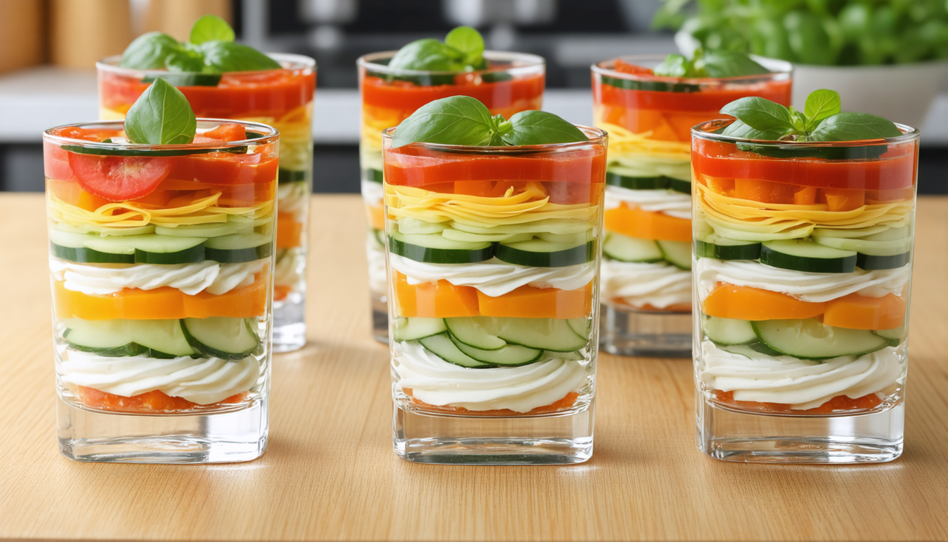 découvrez notre recette simple et gourmande de verrines de crudités au fromage frais, parfaites pour une entrée fraîche et savoureuse.