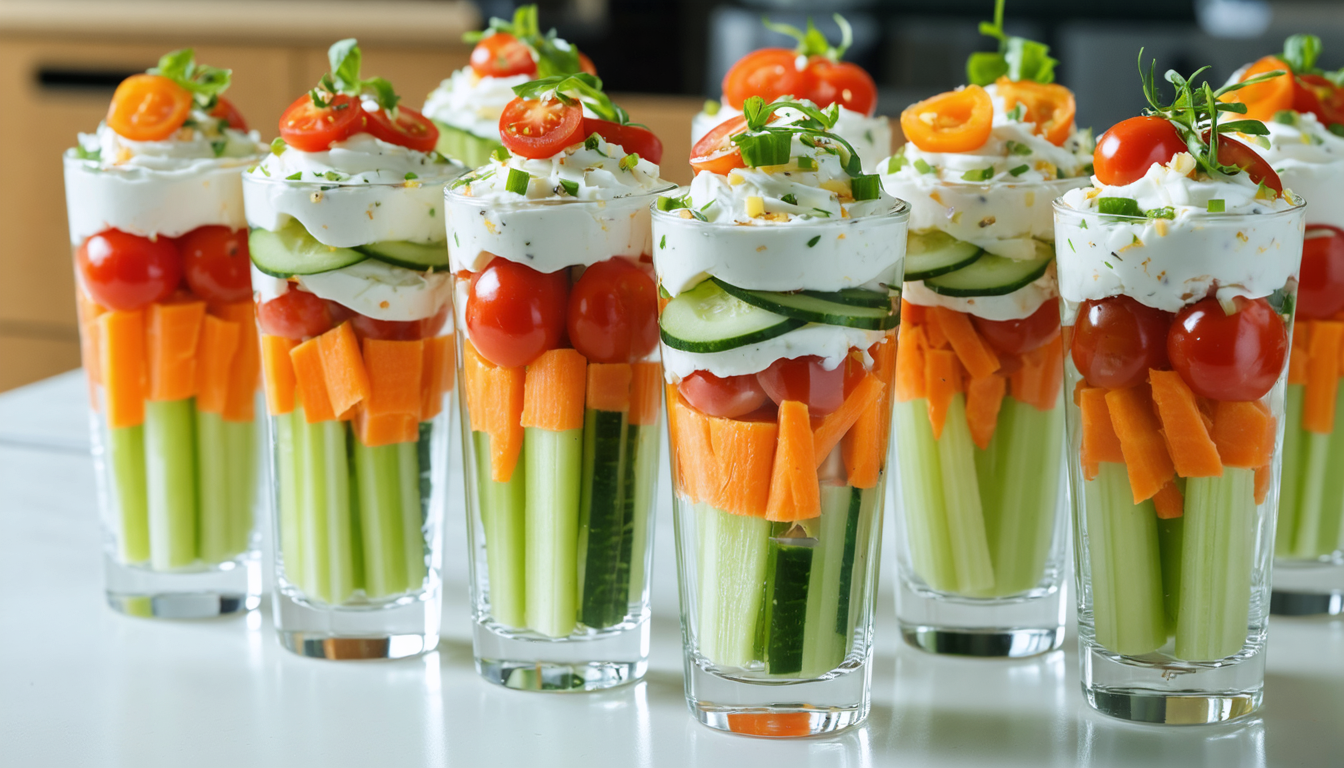 découvrez notre recette simple et gourmande de verrines de crudités au fromage frais, parfaite pour une entrée fraîche et savoureuse.