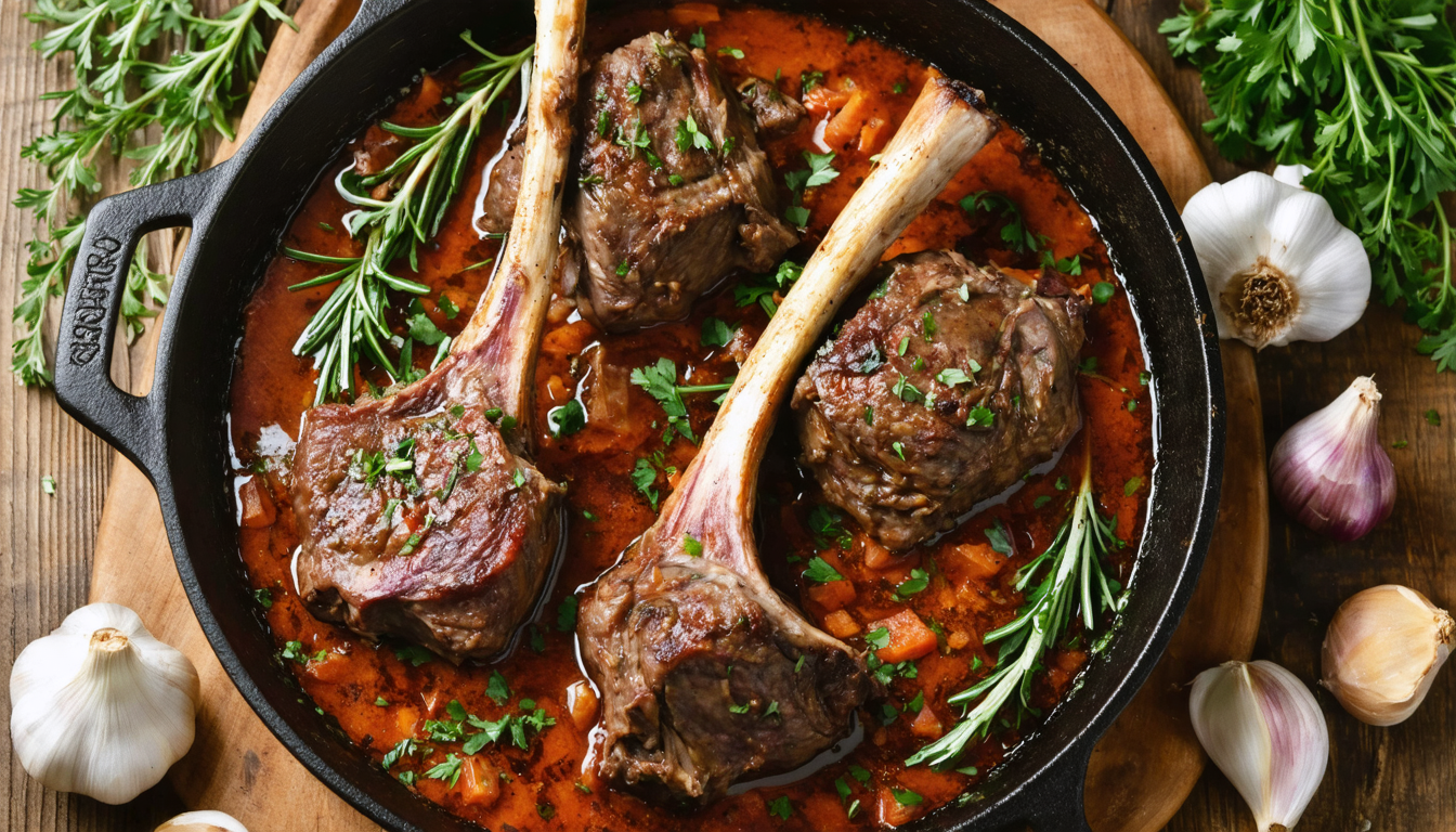 savourez des souris d'agneau confites au four, tendres et parfumées, servies avec des pommes de terre vapeur fondantes pour un repas gourmand et réconfortant.