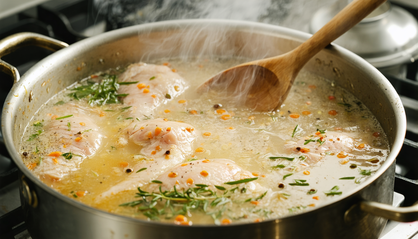 découvrez notre recette maison de bouillon de poulet aux vermicelles, un plat réconfortant et savoureux qui réchauffe les cœurs et les papilles.